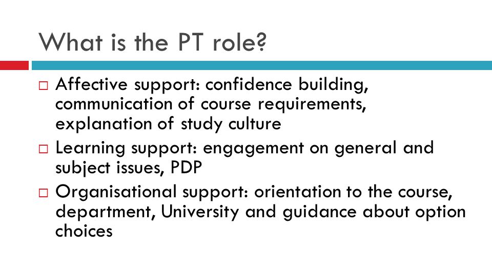 What is the PT role.