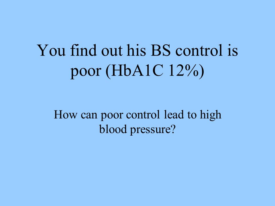 You find out his BS control is poor (HbA1C 12%) How can poor control lead to high blood pressure