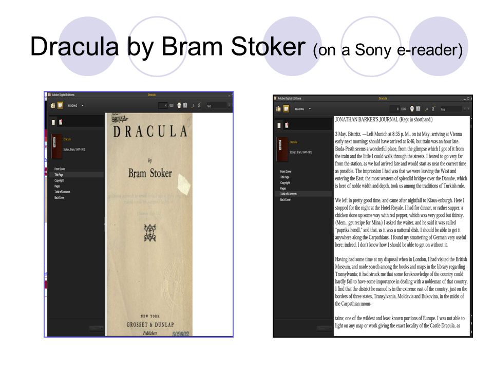 Dracula by Bram Stoker (on a Sony e-reader)