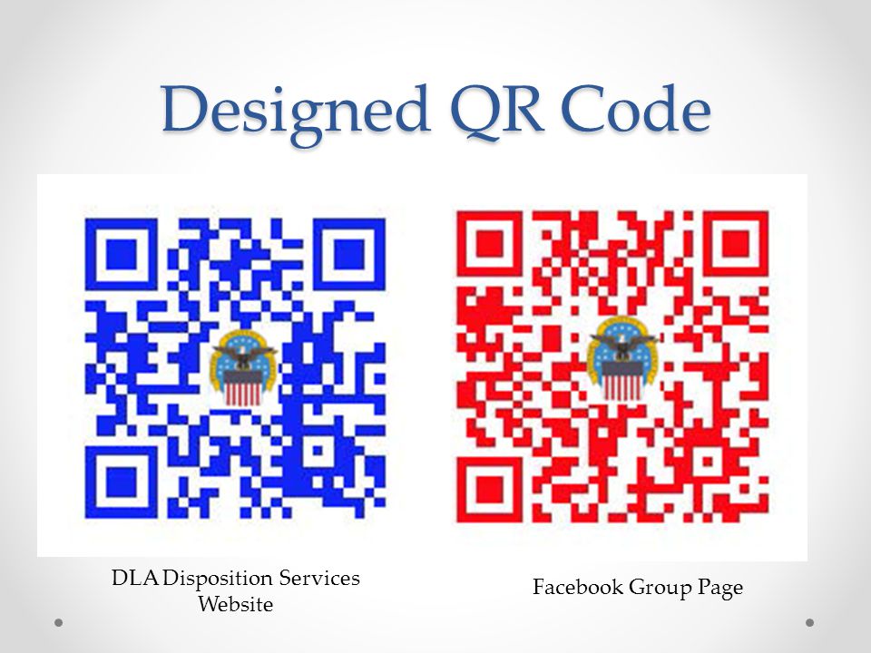 Designed QR Code DLA Disposition Services Website Facebook Group Page