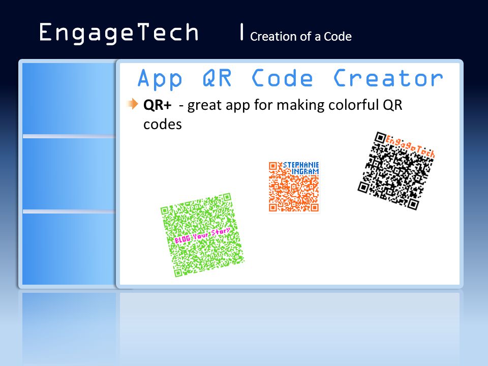 App QR Code Creator QR+ - great app for making colorful QR codes EngageTech | Creation of a Code