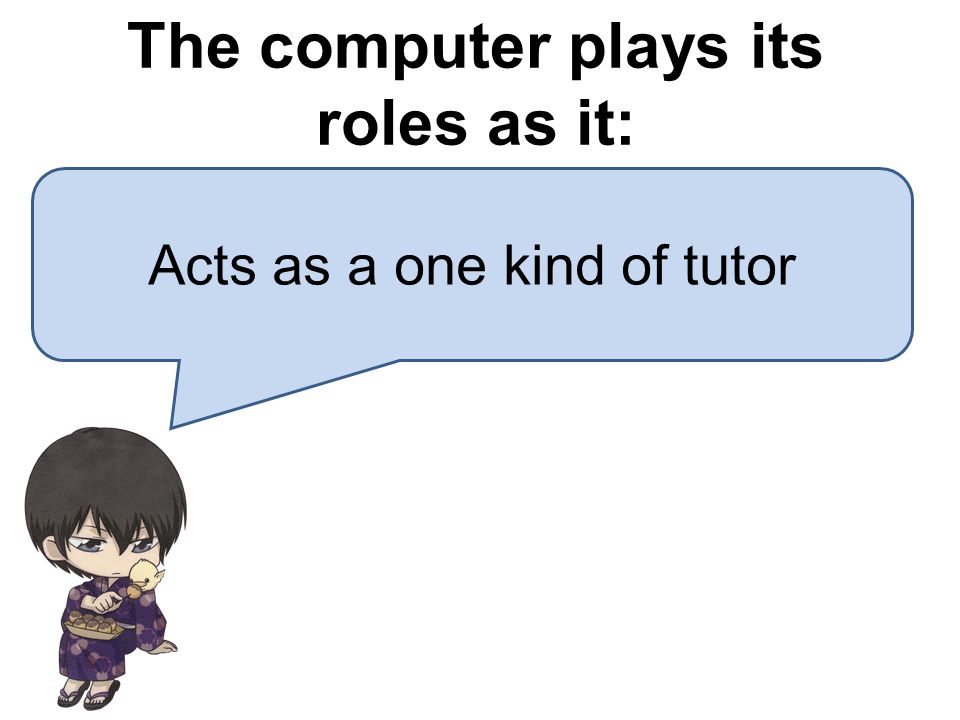 The computer plays its roles as it: Acts as a one kind of tutor