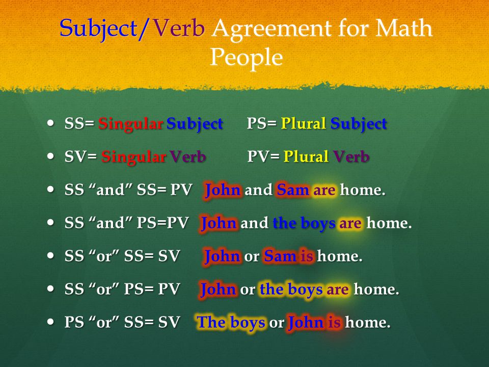 Subject/Verb Agreement for Math People