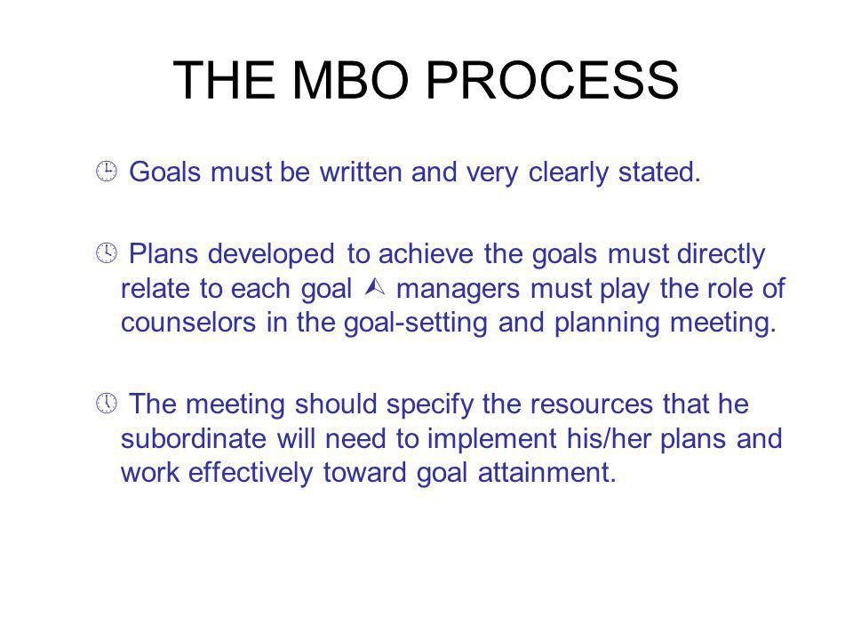 the goals set in an mbo process should be
