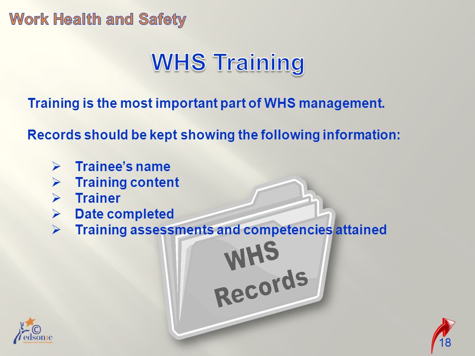 Training is the most important part of WHS management.