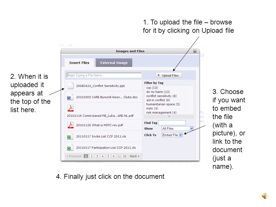 1. To upload the file – browse for it by clicking on Upload file 2.