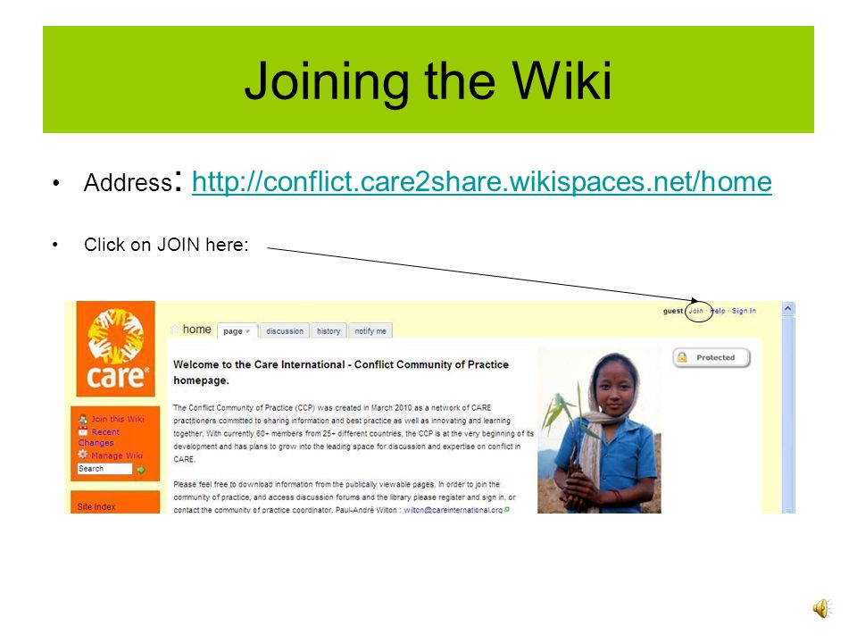 Joining the Wiki Address :     Click on JOIN here: