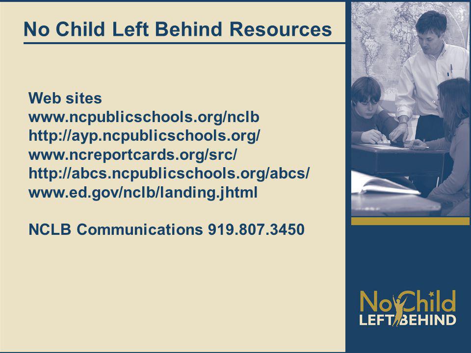 No Child Left Behind Resources Web sites NCLB Communications