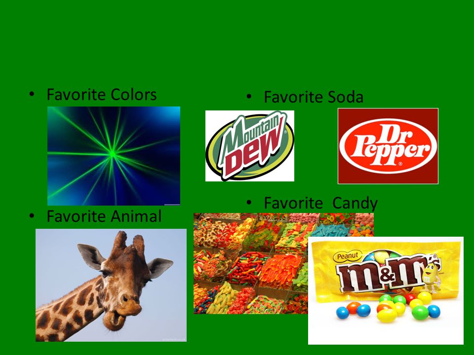 Favorite Colors Favorite Animal Favorite Soda Favorite Candy