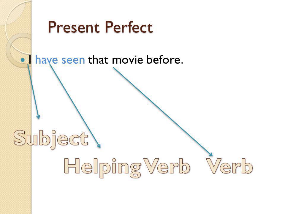 Present Perfect I have seen that movie before.