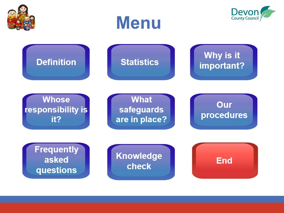 Menu DefinitionStatistics Why is it important. Whose responsibility is it.