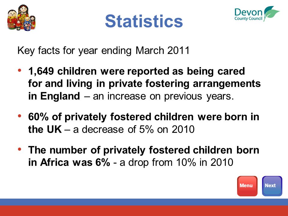 Statistics Key facts for year ending March ,649 children were reported as being cared for and living in private fostering arrangements in England – an increase on previous years.