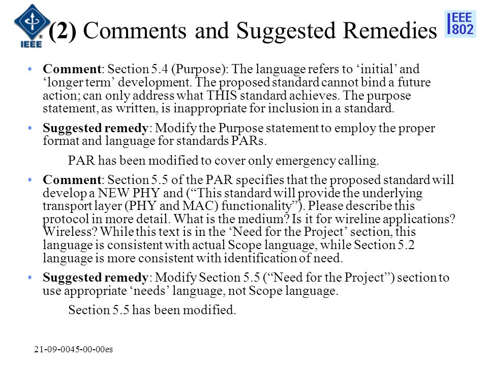 es (2) Comments and Suggested Remedies Comment: Section 5.4 (Purpose): The language refers to ‘initial’ and ‘longer term’ development.