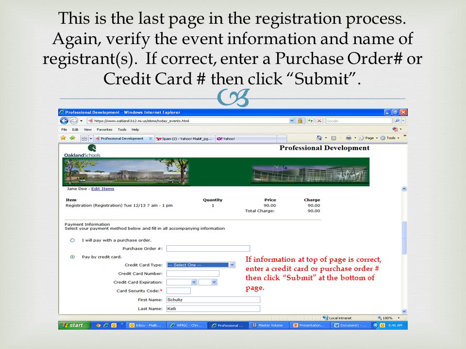  This is the last page in the registration process.