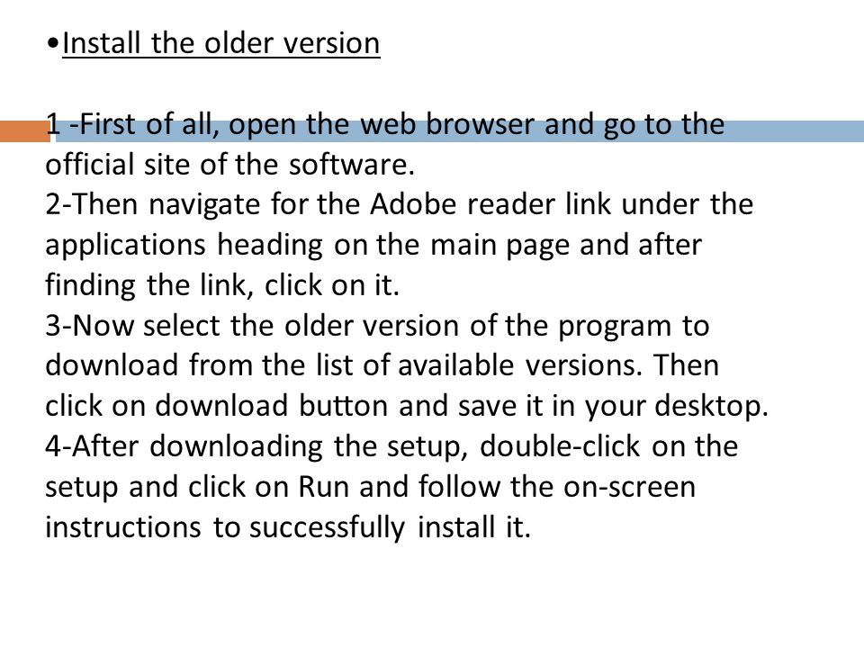 how to go back to previous version of adobe reader
