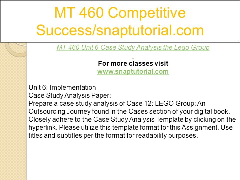 MT 460 Competitive Success/snaptutorial.com - ppt download
