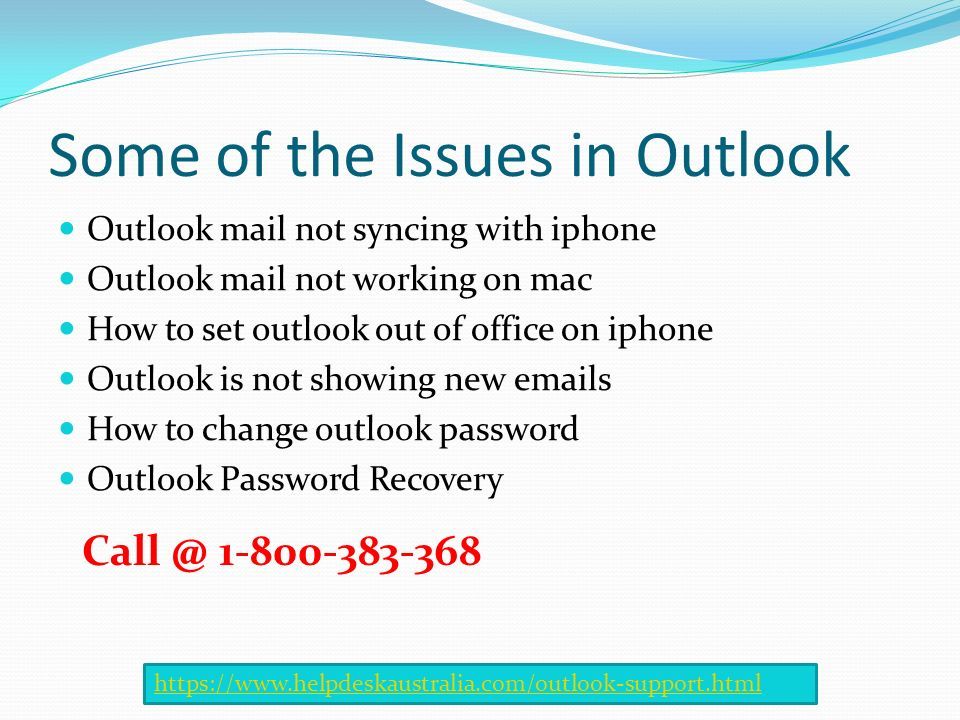 Some of the Issues in Outlook Outlook mail not syncing with iphone Outlook mail not working on mac How to set outlook out of office on iphone Outlook is not showing new  s How to change outlook password Outlook Password Recovery