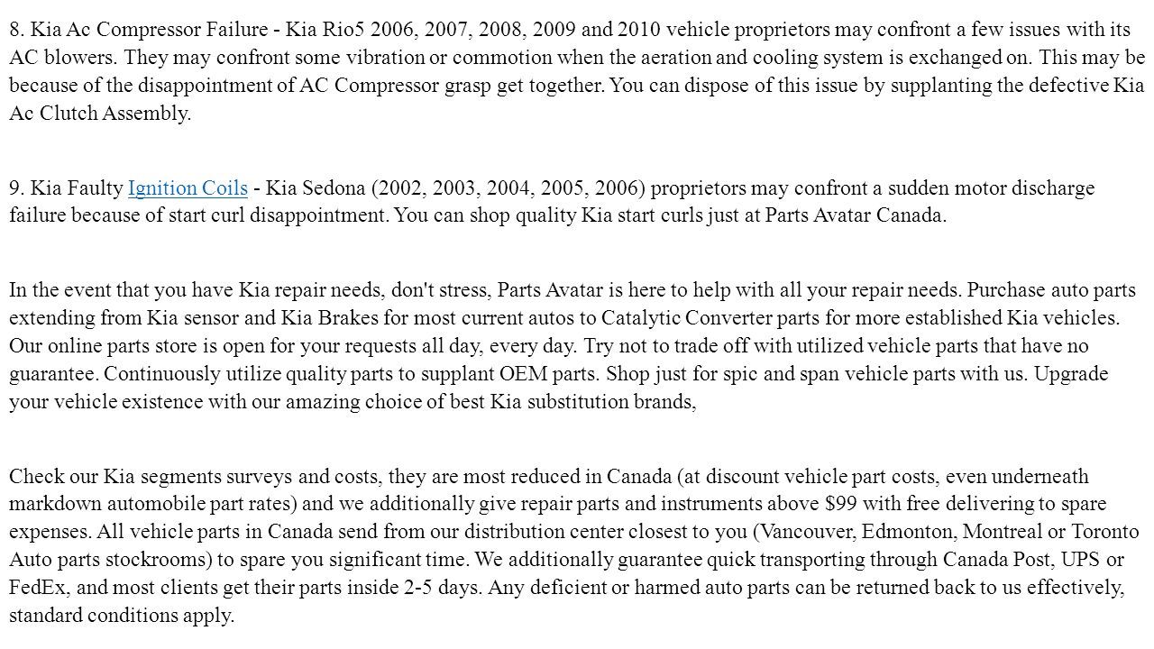 All Kia Model Parts At Parts Avatar! Having issues with your Kia Car ...