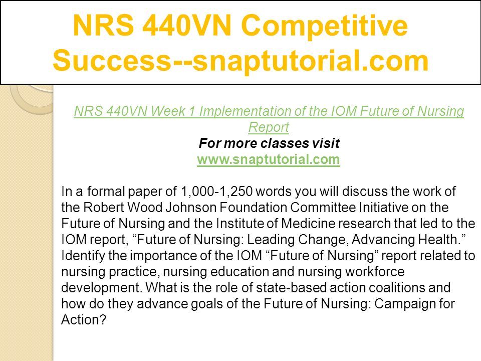 Nrs 440vn competitive success snaptutorial ppt download