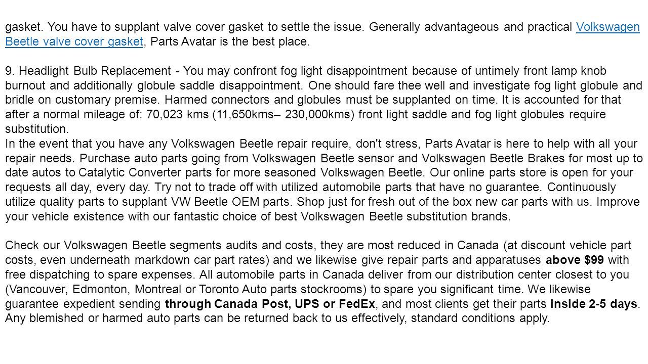 At Parts Avatar.ca! All VW Beetle Parts Searching for VW BEETLE PARTS ...