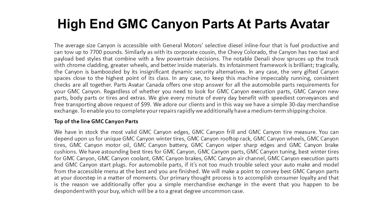 High End GMC Canyon Parts At Parts Avatar The Average Size Canyon Is high-end-gmc-canyon-parts-at-parts-avatar-the-average-size-canyon-is