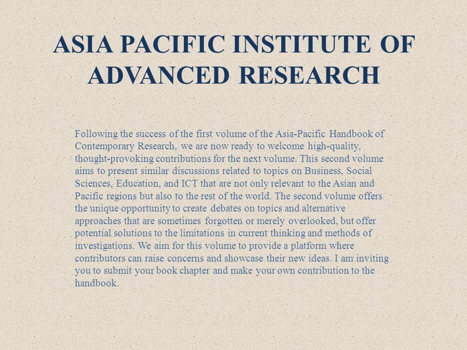 Apiarorgau Asia Pacific Institute Of Advanced Research - 