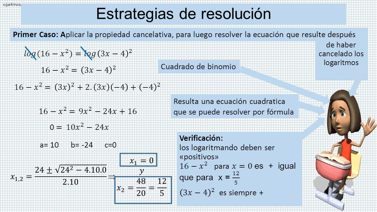 Salida hacia prefacio Informar ECUACIONES LOGARITMICAS Para resolver ecuaciones logarítmicas vamos a tener  en cuenta: 1Las propiedades de los logaritmos En las ecuaciones. - ppt  download