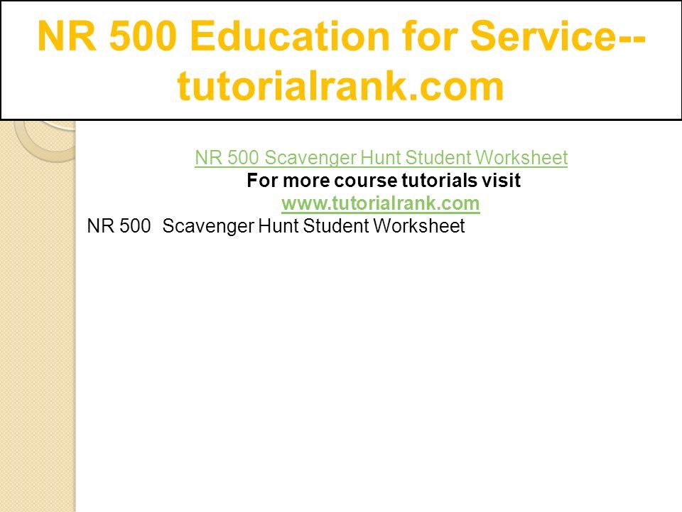 Nr 500 Education For Service Tutorialrank Com Nr 500 Scavenger