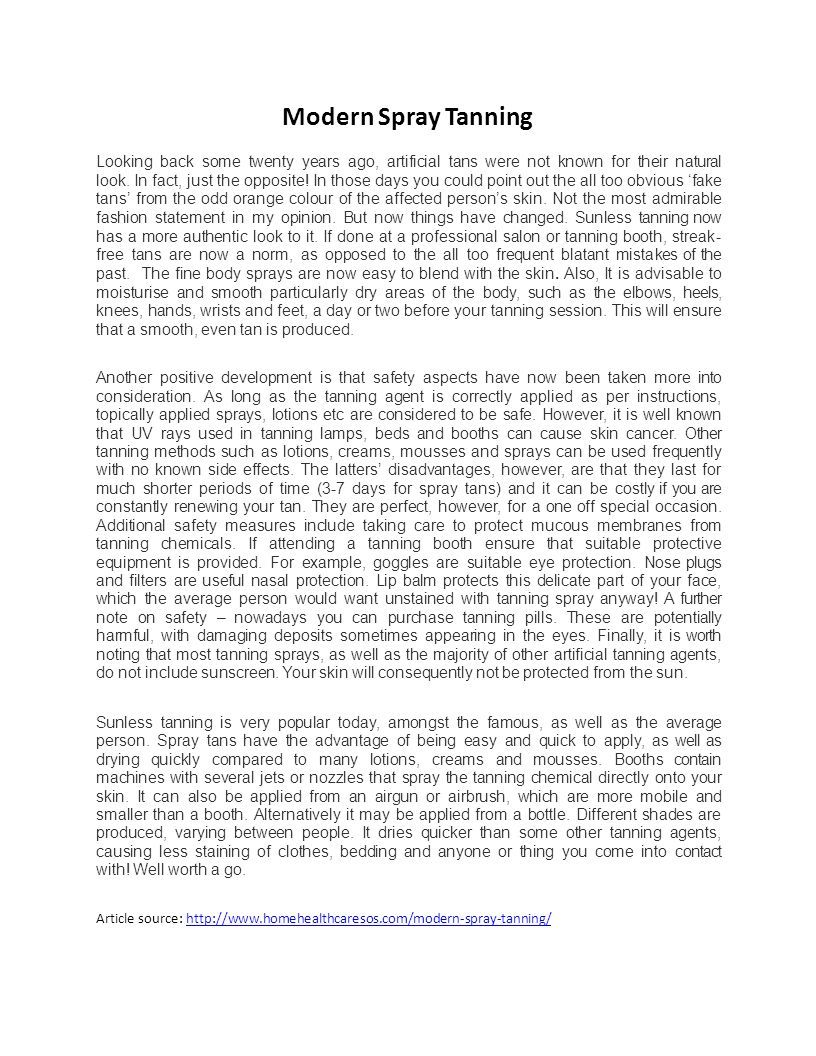 Modern spray tanning ppt download