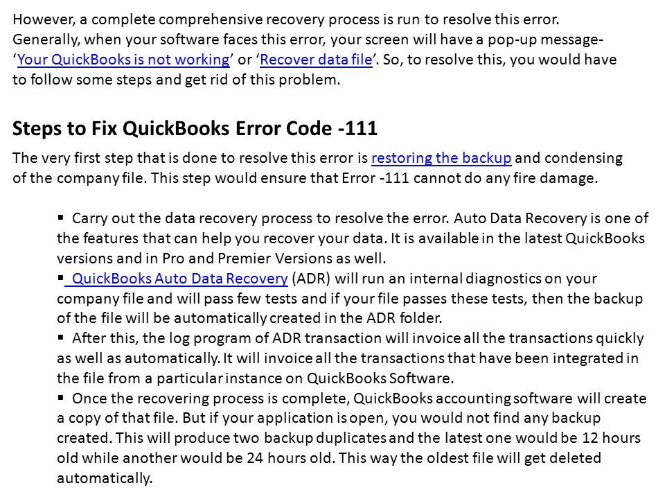 Simple solution steps to fix quickbooks error code skipped 111 among