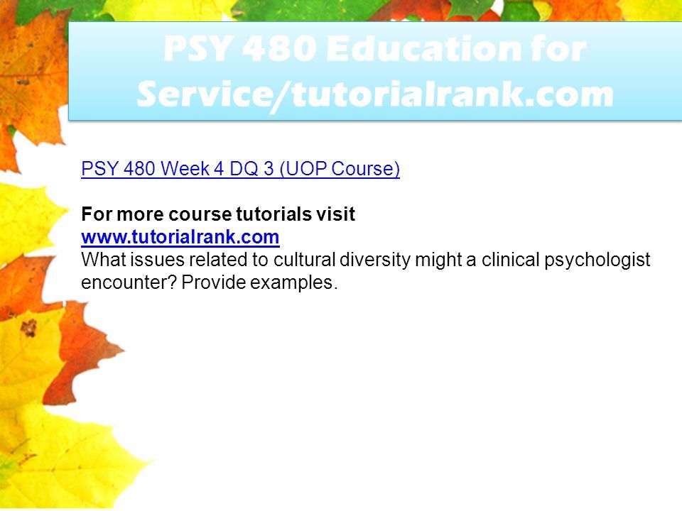 PSY 480 Education For Service/tutorialrank.com - Ppt Download