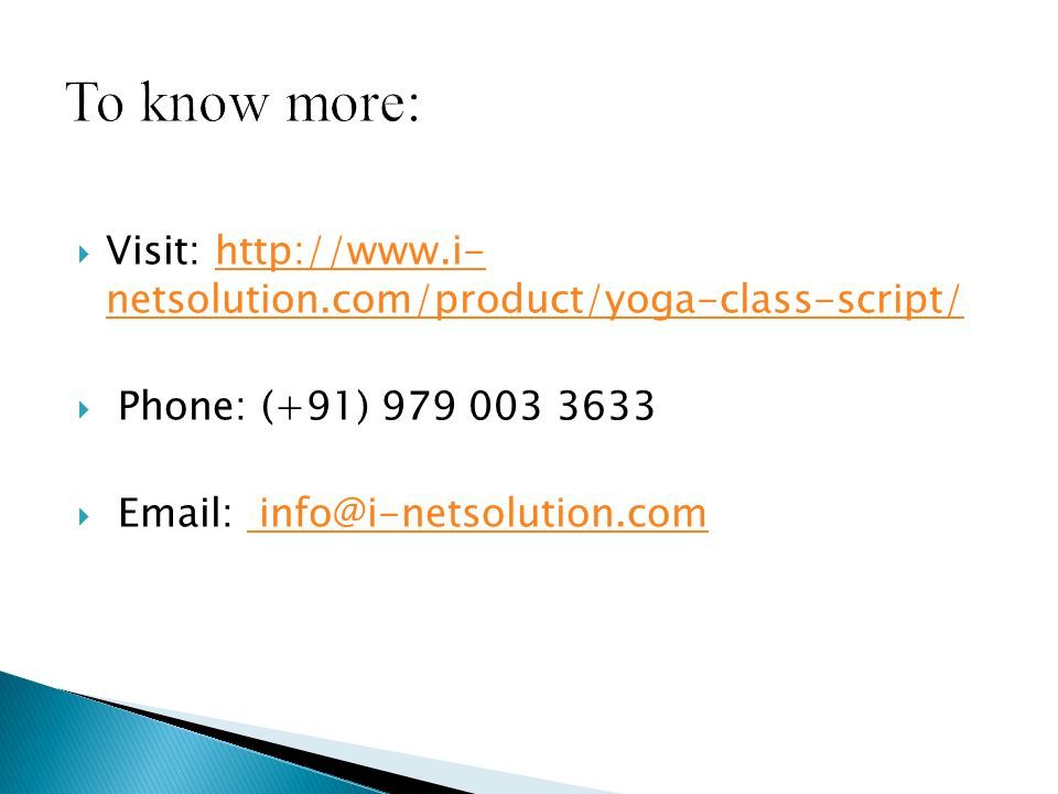  Visit:   netsolution.com/product/yoga-class-script/  netsolution.com/product/yoga-class-script/  Phone: (+91) 