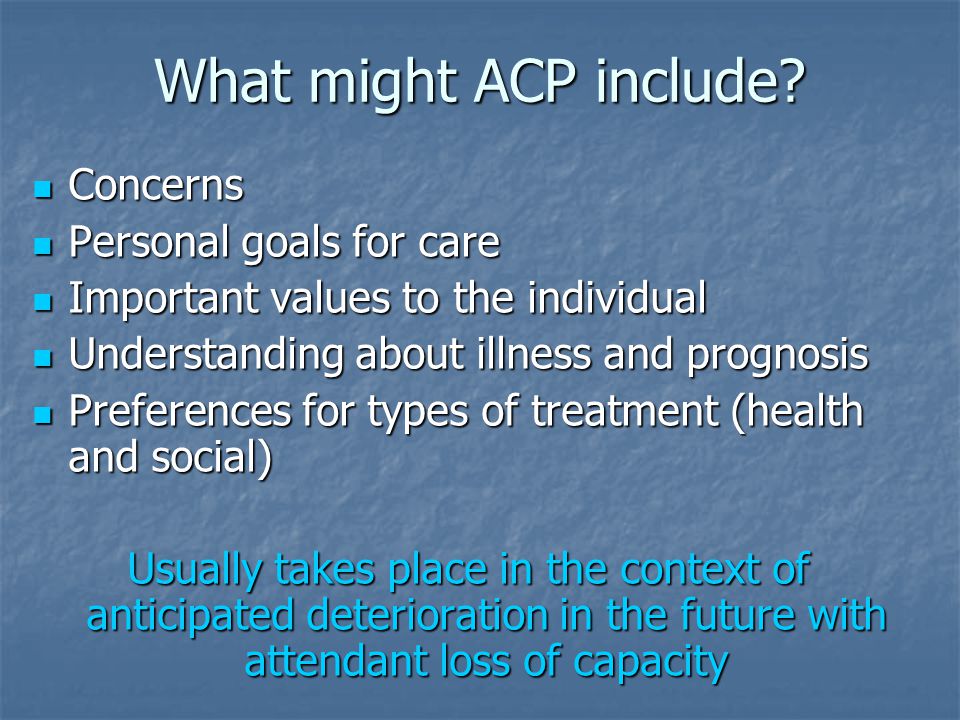 What might ACP include.