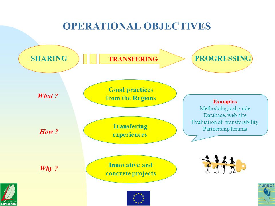 OPERATIONAL OBJECTIVES Transfering experiences Good practices from the Regions How .