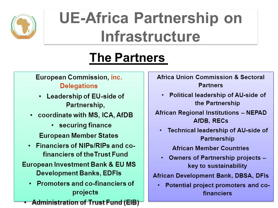 UE-Africa Partnership on Infrastructure The Partners European Commission, inc.
