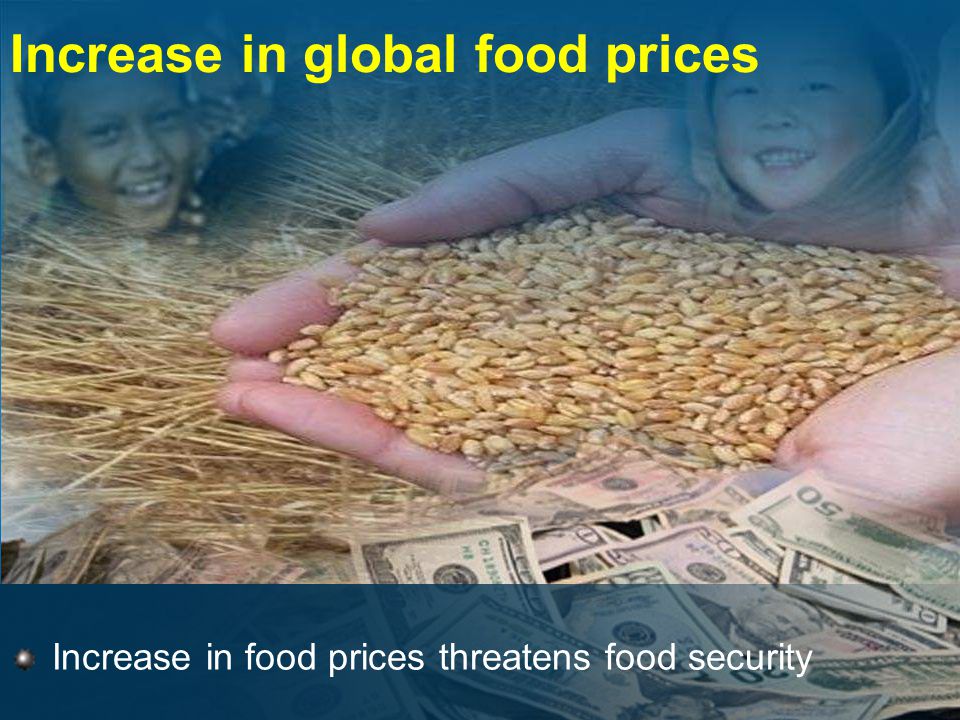 Increase in global food prices Increase in food prices threatens food security