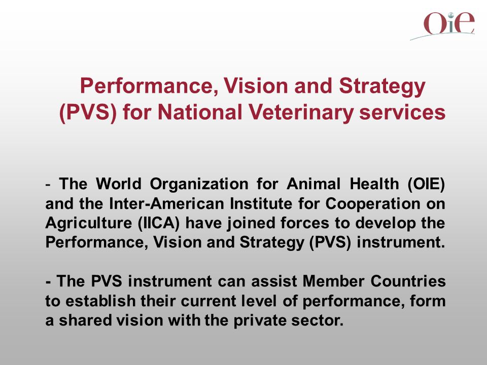 Funding mechanisms and use of PVS for the evaluation and strengthening of  Veterinary Services Gideon Brückner Head Scientific and Technical  Department. - ppt download