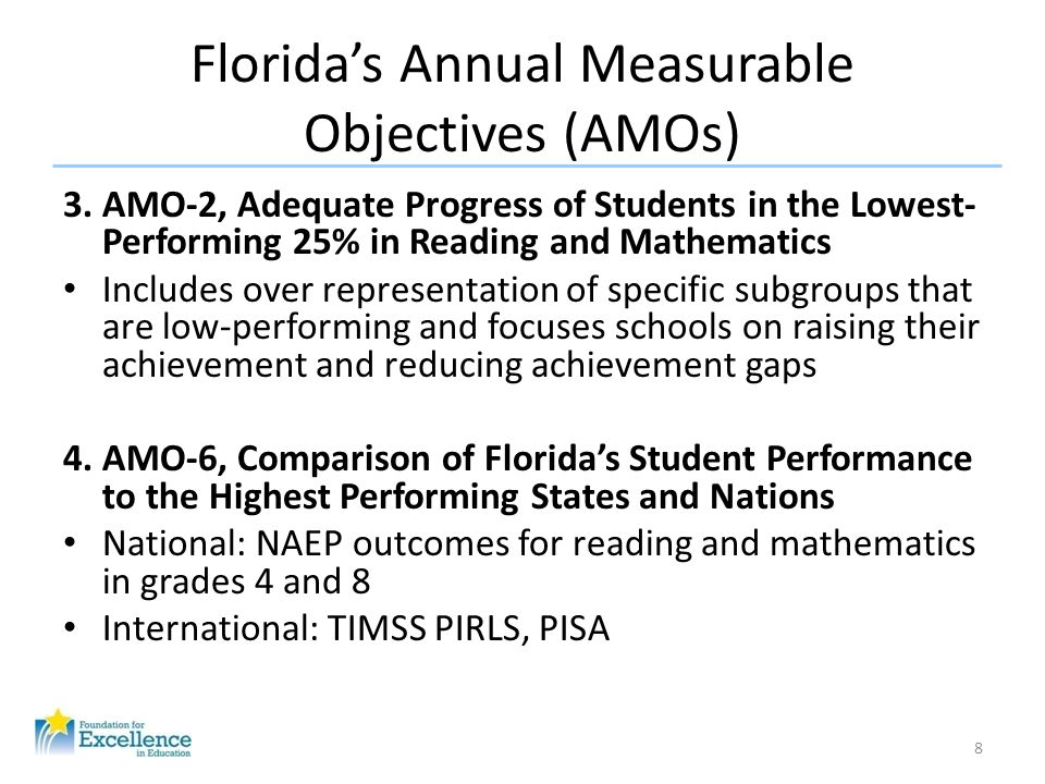 Florida’s Annual Measurable Objectives (AMOs) 3.