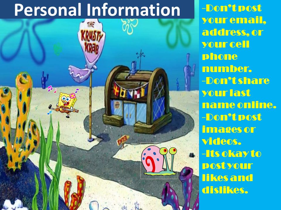 Personal Information -Don’t post your  , address, or your cell phone number.