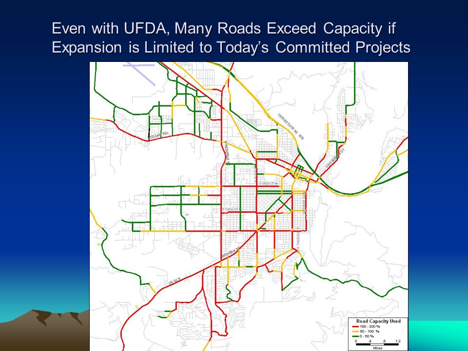 Even with UFDA, Many Roads Exceed Capacity if Expansion is Limited to Today’s Committed Projects