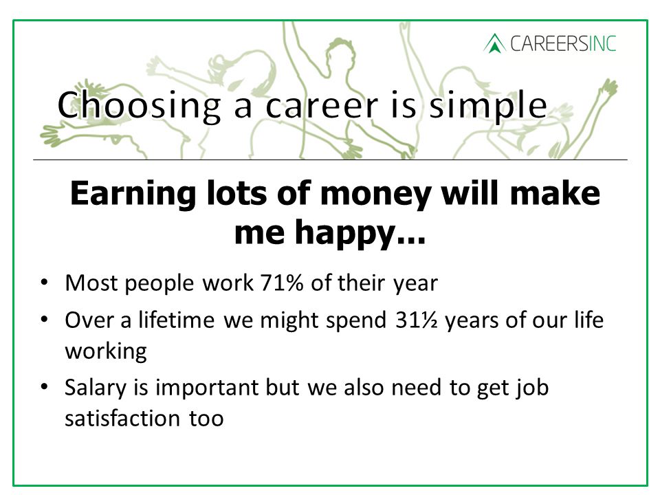 Earning lots of money will make me happy...