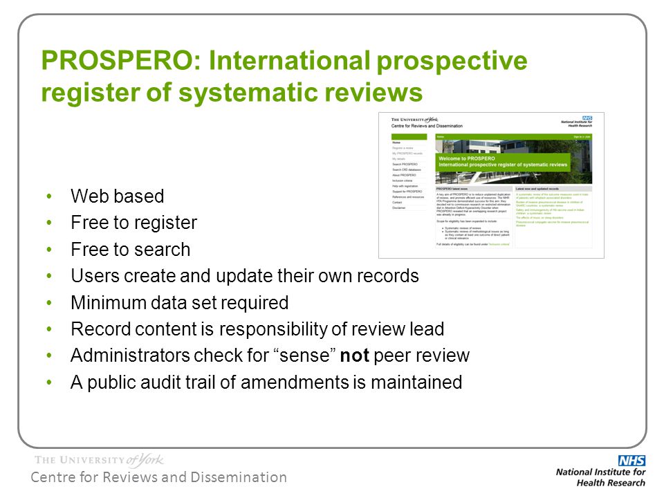 centre for reviews and dissemination may 2013 registering a check register software reviews