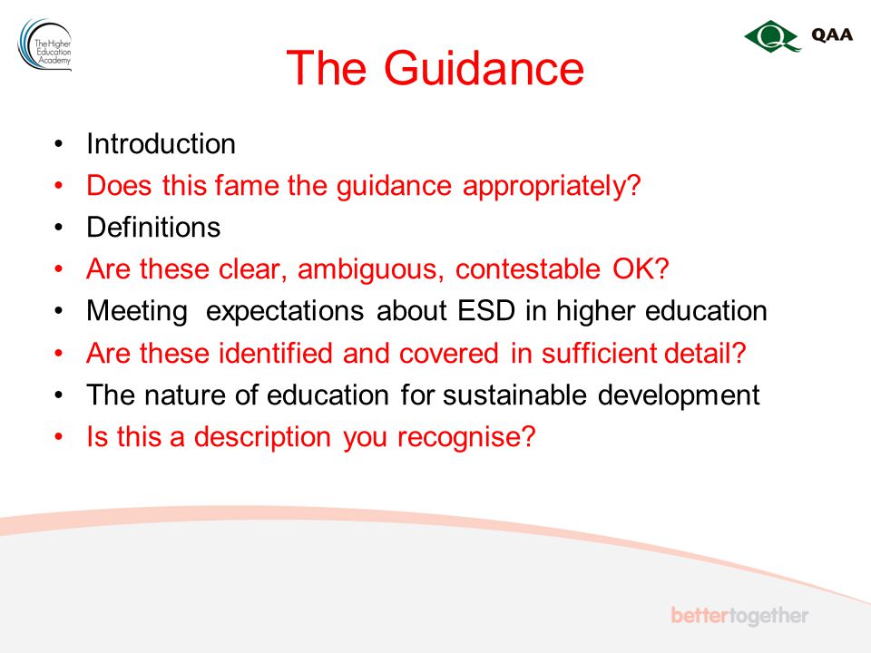 The Guidance Introduction Does this fame the guidance appropriately.