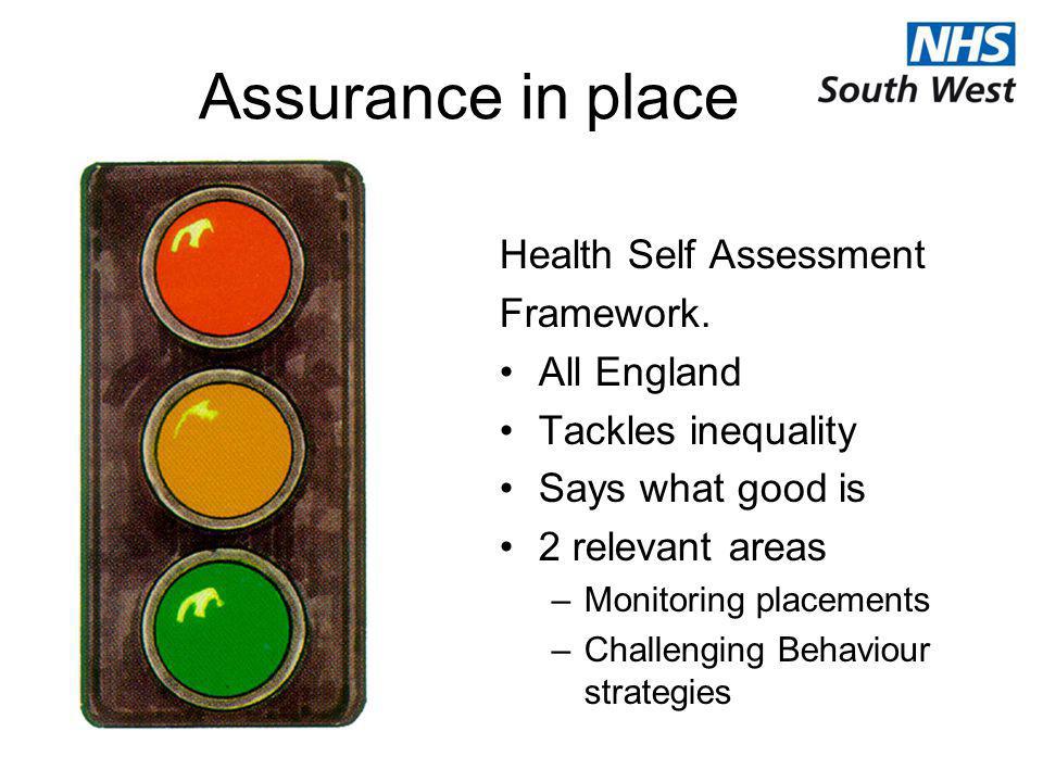 Assurance in place Health Self Assessment Framework.