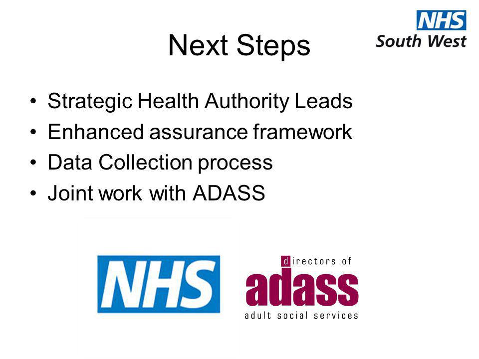Next Steps Strategic Health Authority Leads Enhanced assurance framework Data Collection process Joint work with ADASS