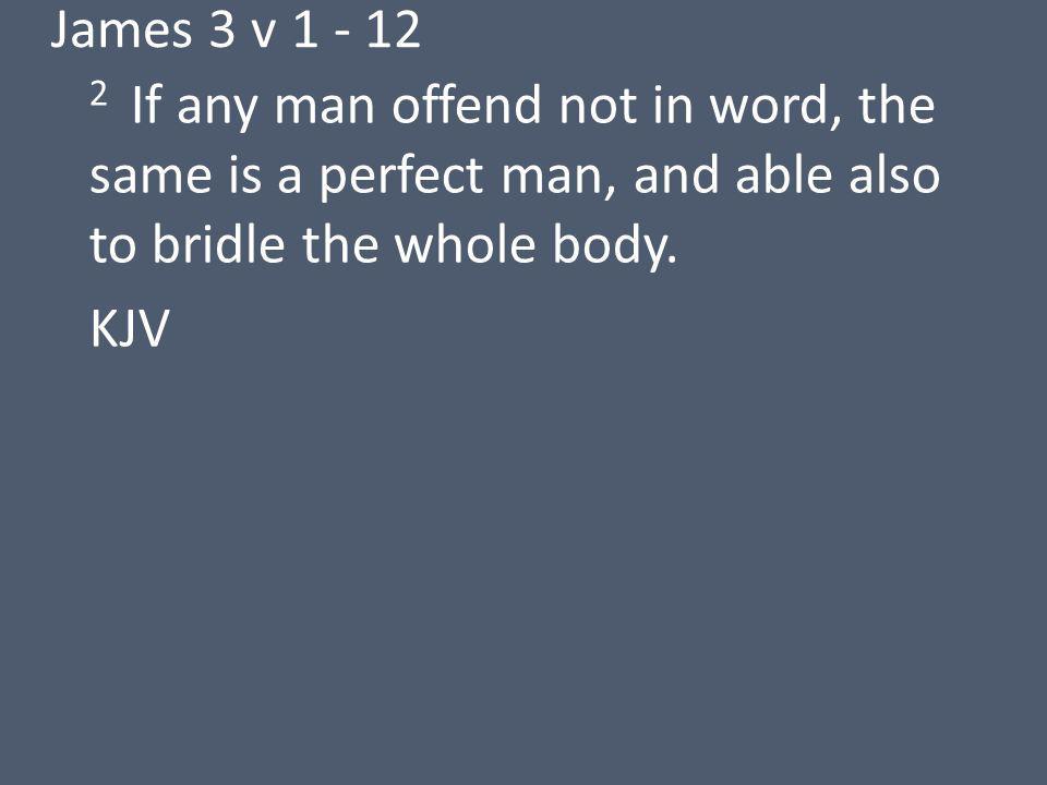James 3 v If any man offend not in word, the same is a perfect man, and able also to bridle the whole body.