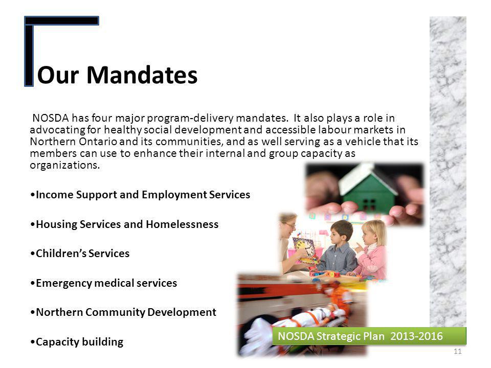 Our Mandates NOSDA Strategic Plan NOSDA has four major program-delivery mandates.
