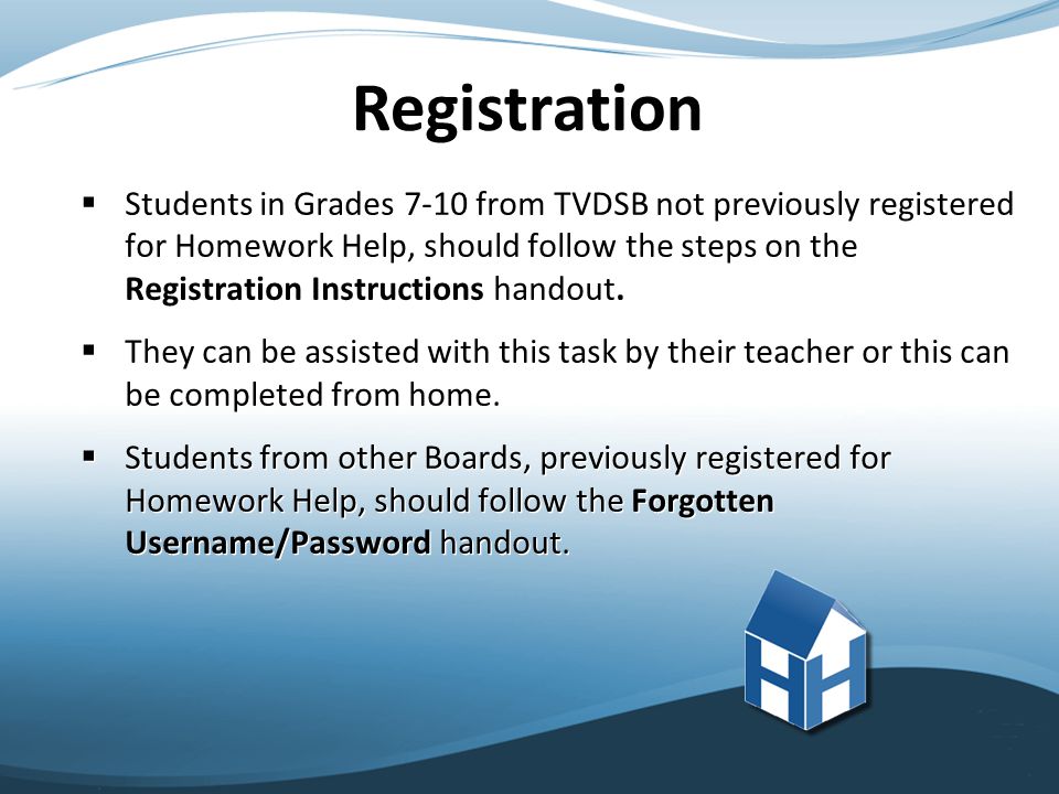Homework help registration