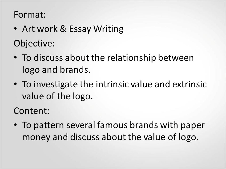 Format: Art work & Essay Writing Objective: To discuss about the relationship between logo and brands.