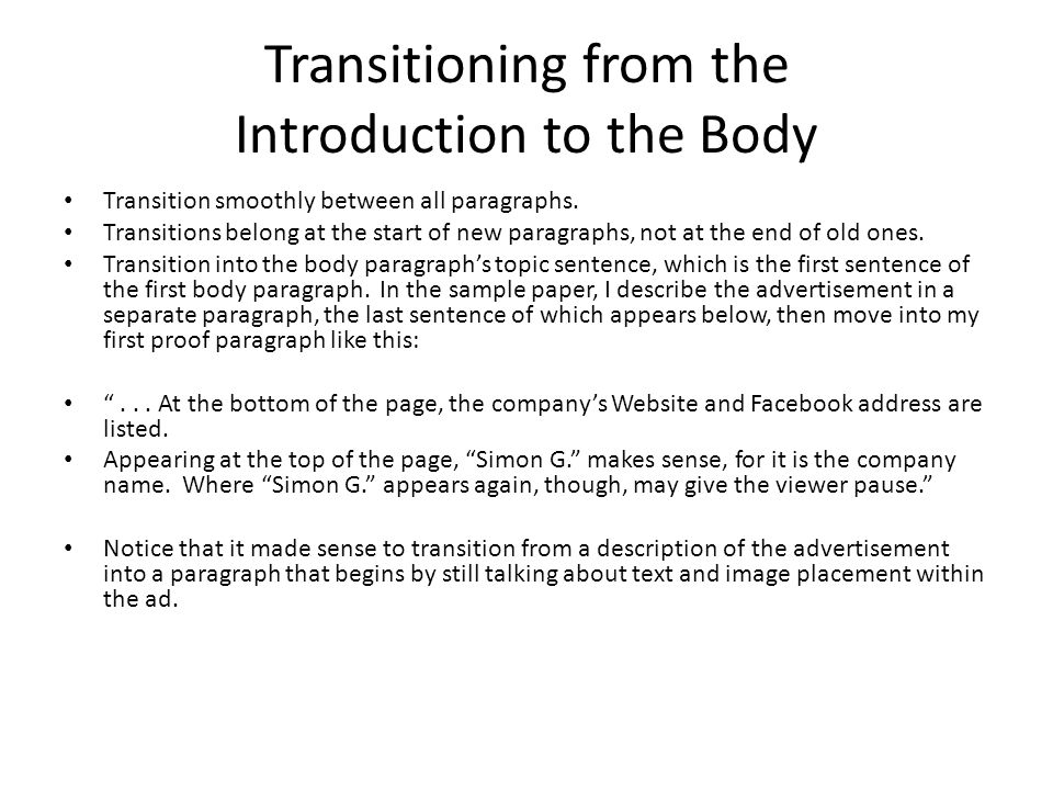 good ways to transition into a new paragraph